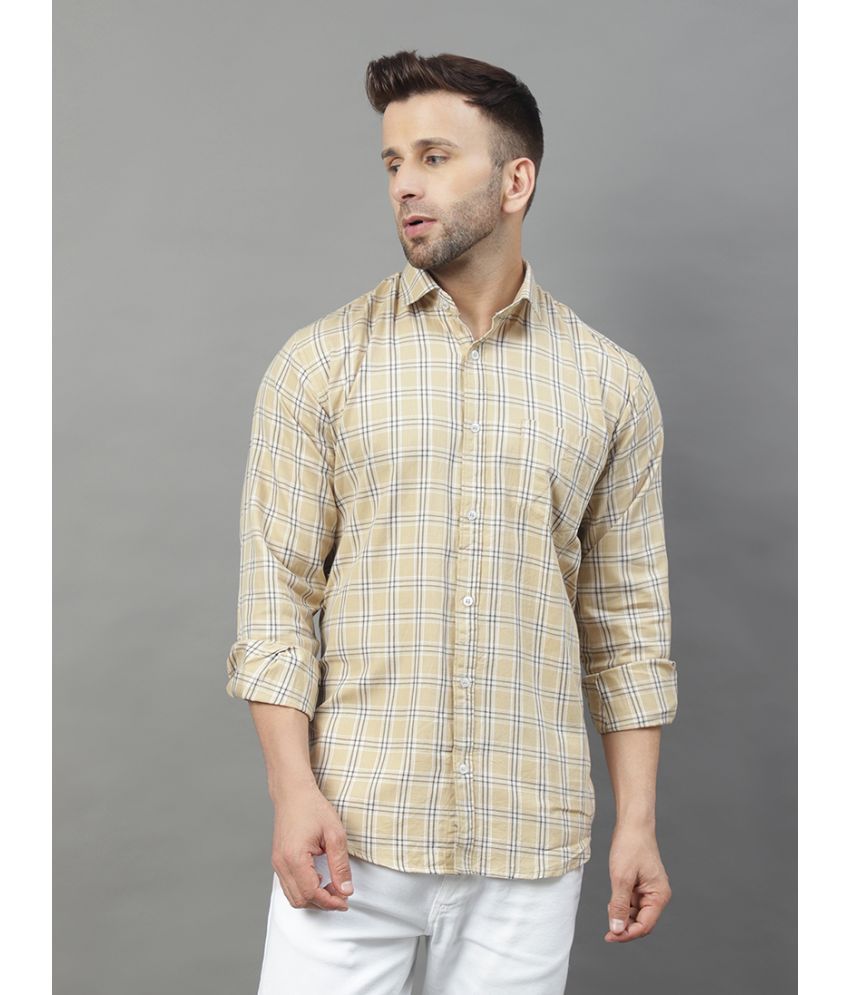 YHA - Cream 100% Cotton Regular Fit Men's Casual Shirt ( Pack of 1 )
