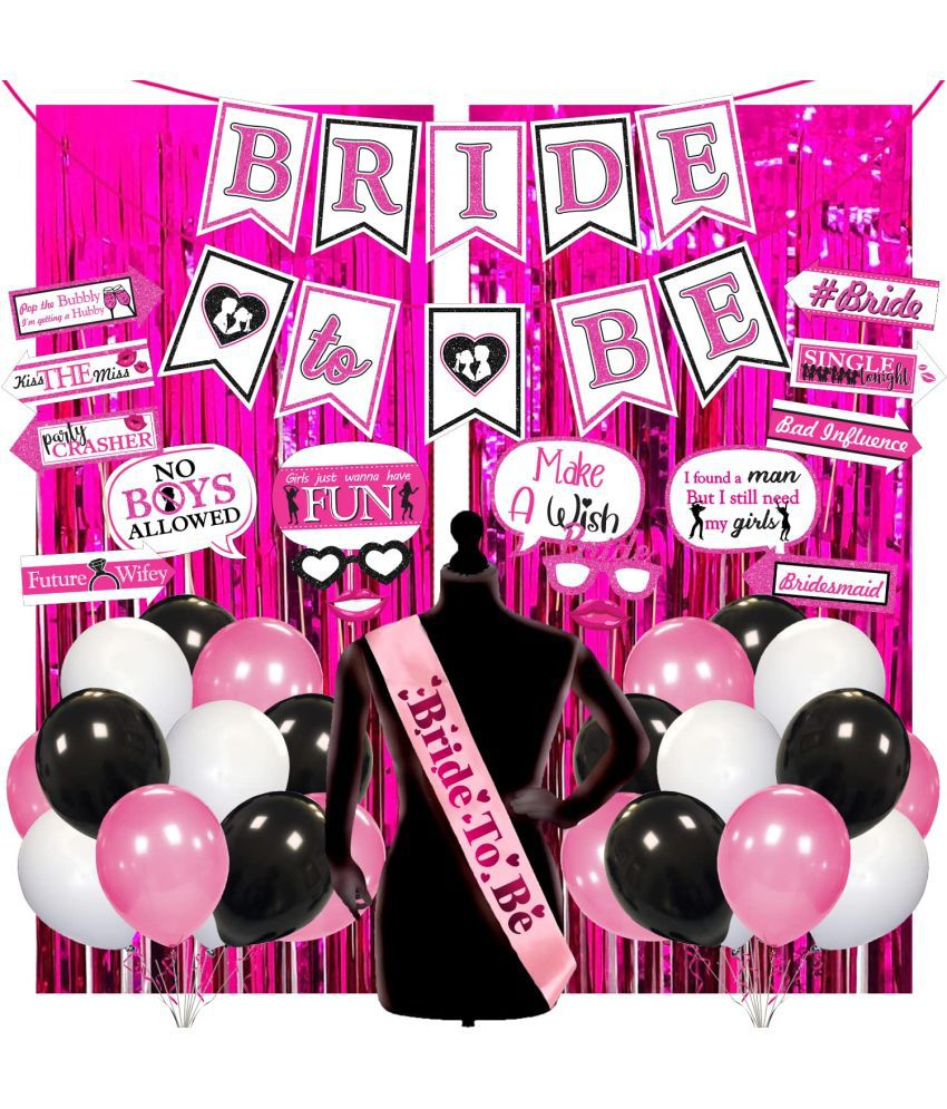     			Zyozi  45 Pcs Bachelorette Party Decorations Kit,Bridal Shower Party Supplies & Engagement Party,Bride to Be Banner, Photo Booth,Sash , Foil Curtain and Balloon