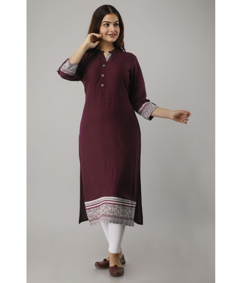     			Frionkandy - Maroon Rayon Women's Straight Kurti ( Pack of 1 )