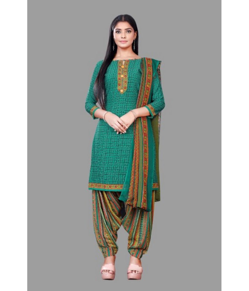     			SIMMU - Unstitched Green Crepe Dress Material ( Pack of 1 )