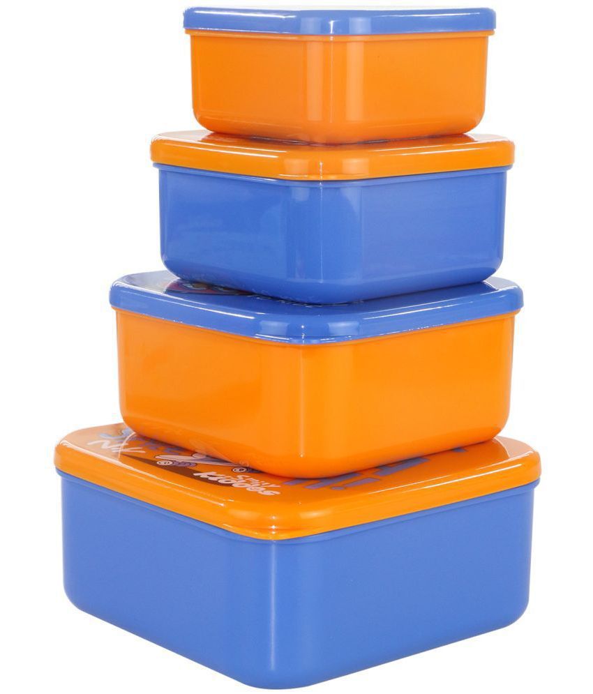     			Smily Kiddos - Multicolor Plastic Lunch Box ( Pack of 4 )