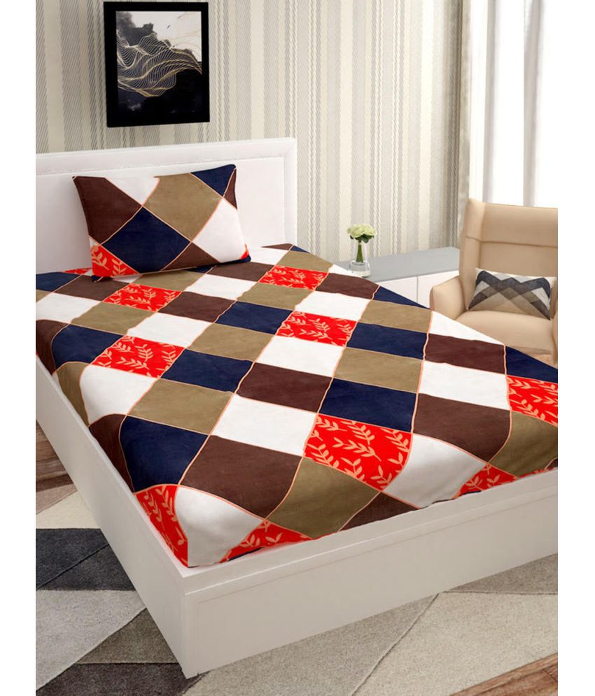     			URBAN MAGIC - Multicolor Microfiber Single Bedsheet with 1 Pillow Cover