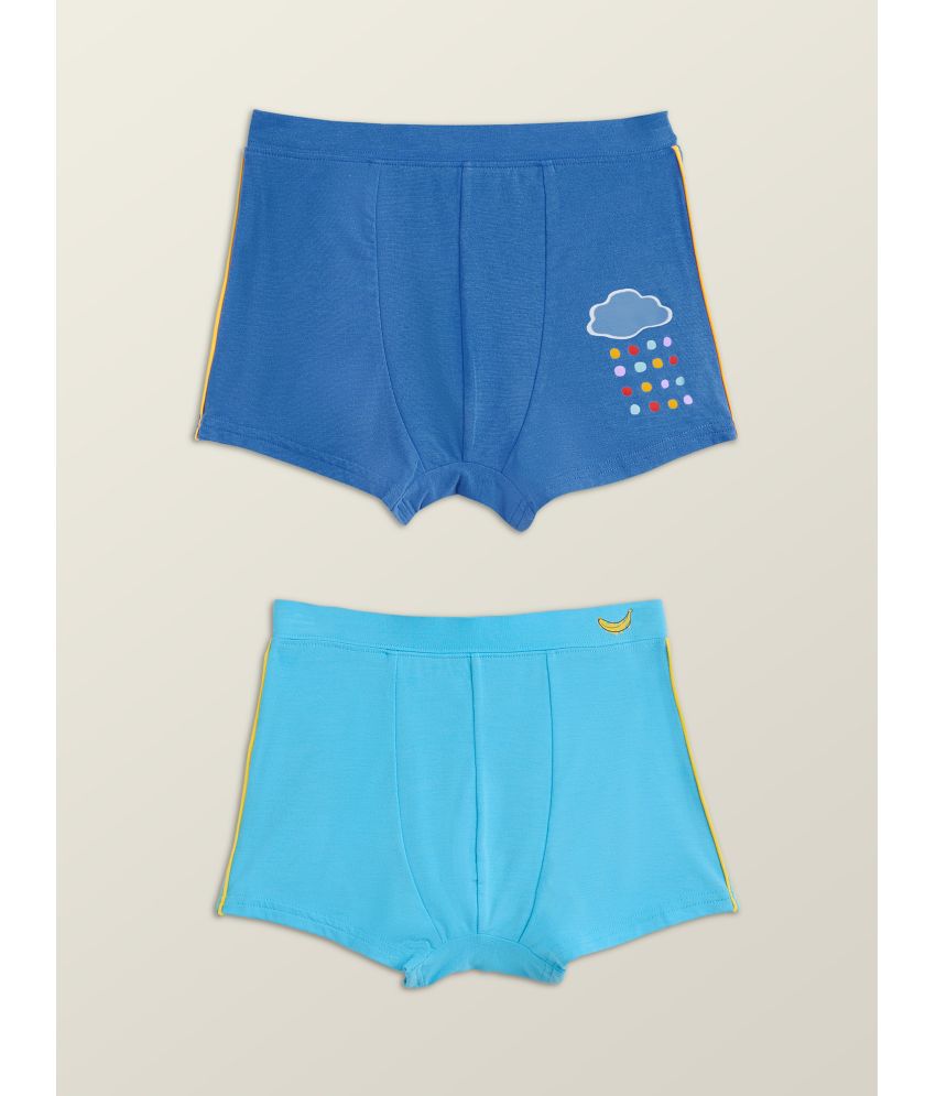    			XY Life - Blue Cotton Boys Trunks ( Pack of 2 )