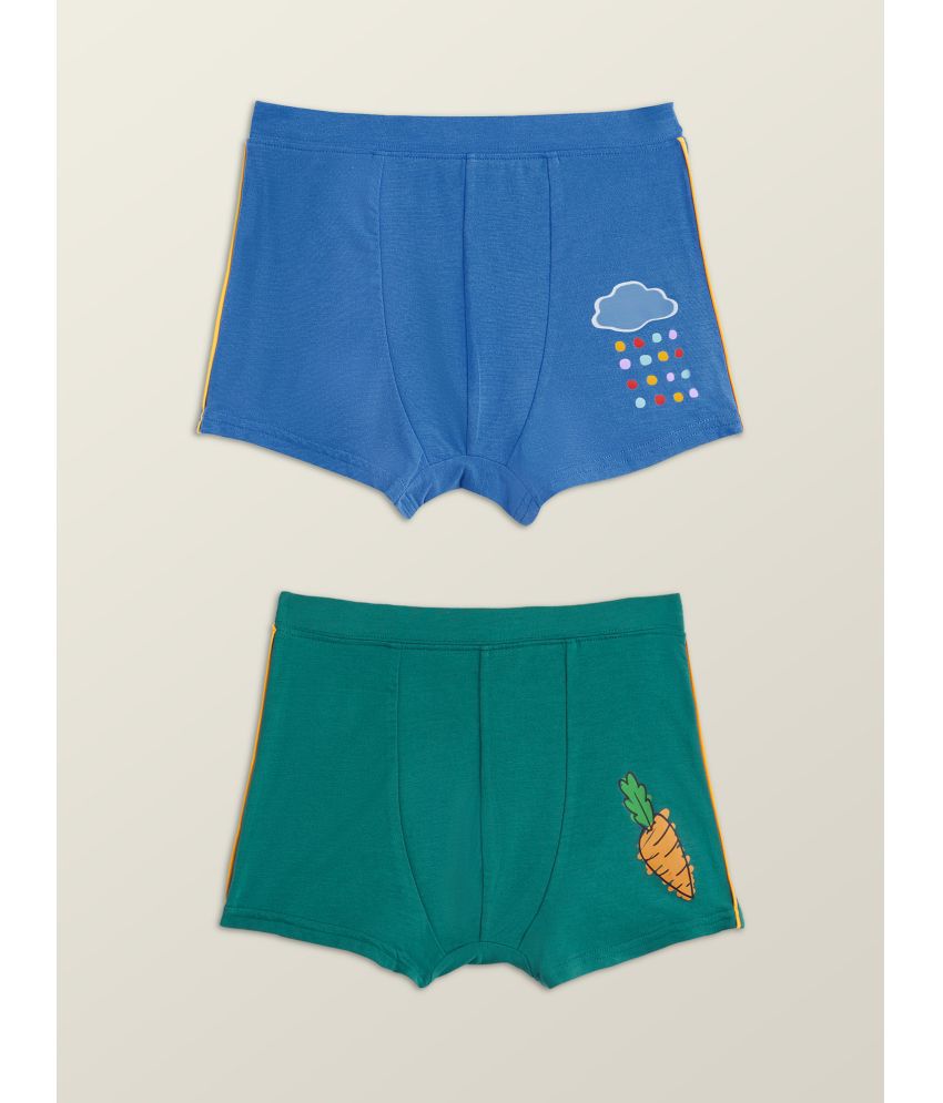     			XY Life - Green Cotton Boys Trunks ( Pack of 2 )