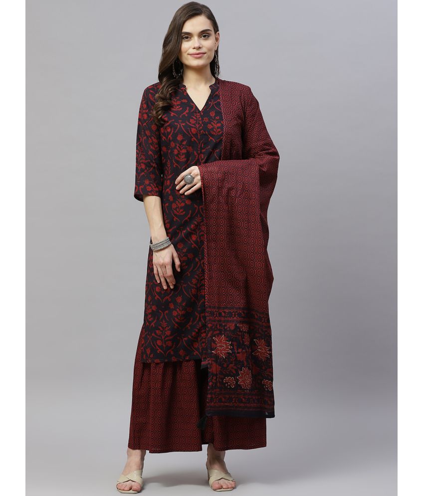     			miravan - Maroon Straight Cotton Women's Stitched Salwar Suit ( Pack of 1 )