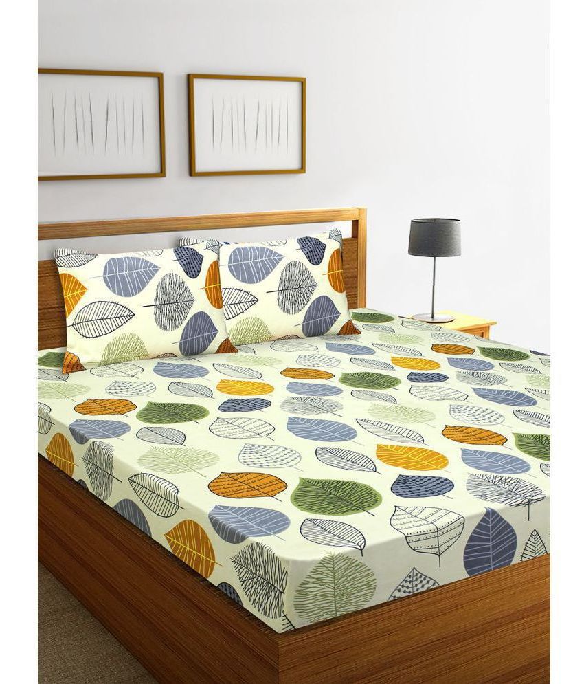     			Home Candy Microfiber Abstract Double Bedsheet with 2 Pillow Covers- Cream