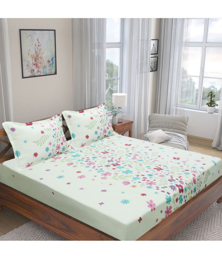     			Home Candy Cotton Floral King Bedsheet with 2 Pillow Covers- Multicolor