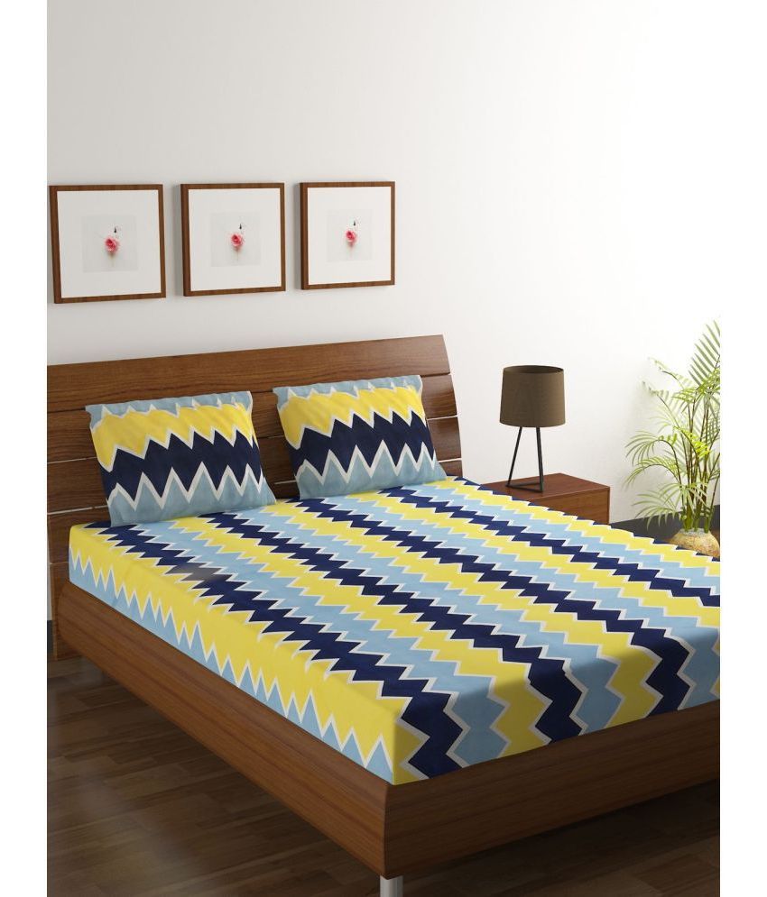     			CTF Bedding Microfiber Geometric Printed Double Bedsheet with 2 Pillow Covers - Yellow