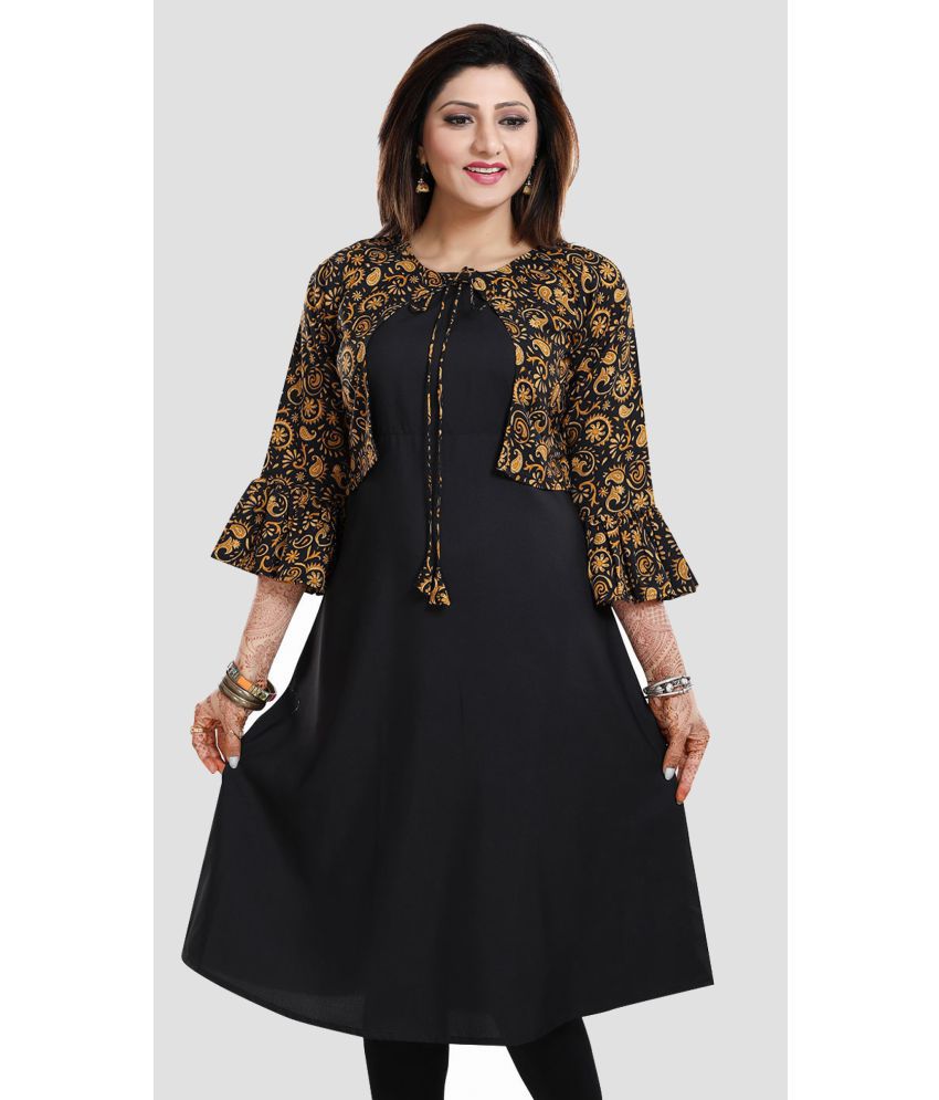    			Meher Impex - Black Crepe Women's Jacket Style Kurti ( Pack of 1 )