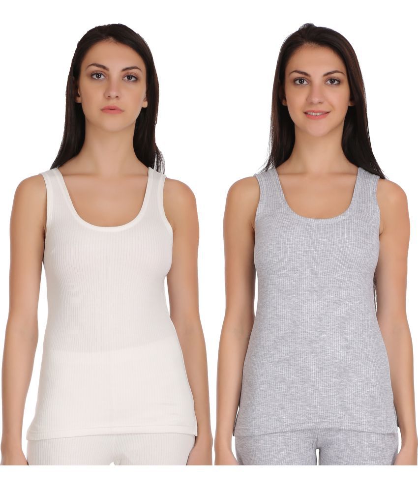     			Selfcare Cotton Blend Topwear - White Pack of 2
