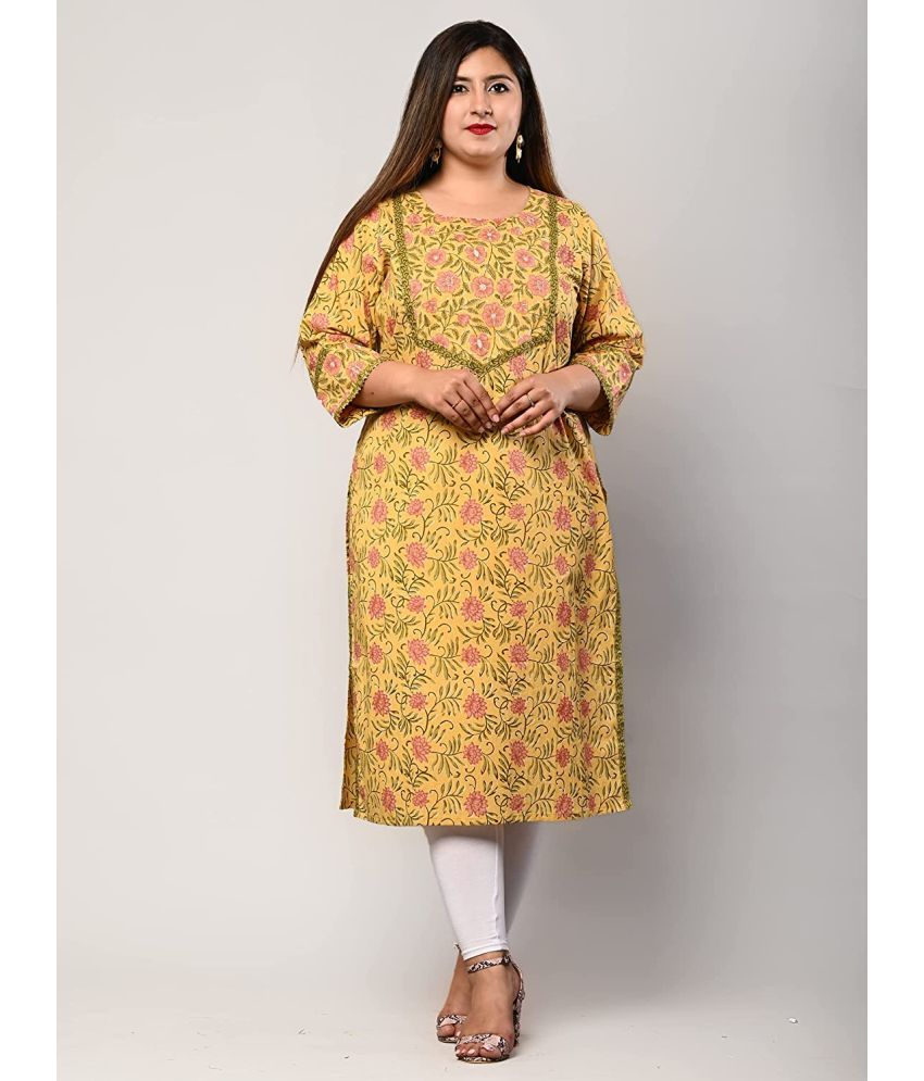     			Swasti - Yellow Cotton Women's Straight Kurti ( Pack of 1 )