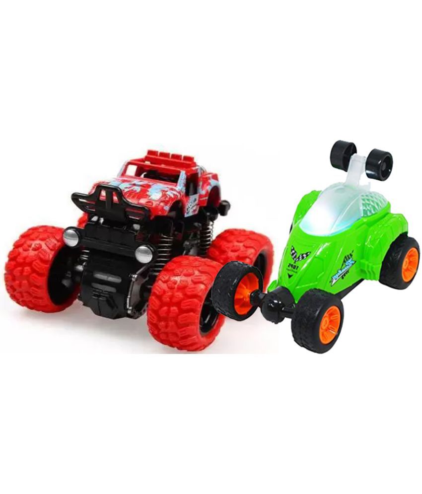 360°Rotating Rolling & Mini Size Vehicle Push Pull Along Toys Rock Crawler Biking Toy with Shock-Absorber in Color