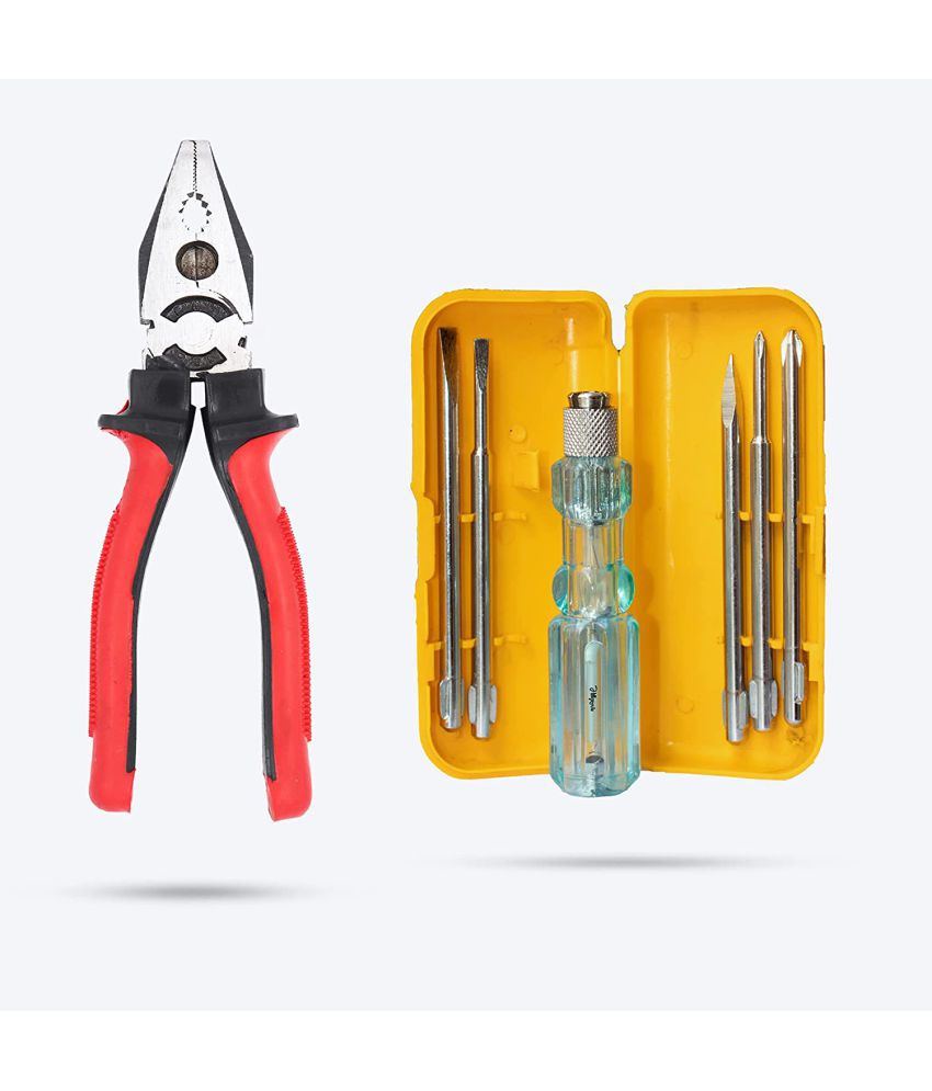     			Aldeco Hand Tool Kit- Heave Duty Grip Plier (Pilash) with 5in1 Screw Driver set. Combination Hand Tools for Domestic & Industrial Purpose.