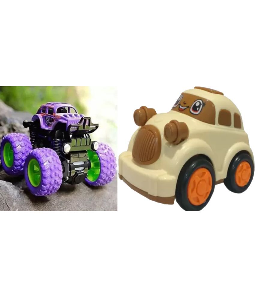 Car Toy Realistic Movements brown & Monster truck toys car for kids 4 wheel Friction push to go speed