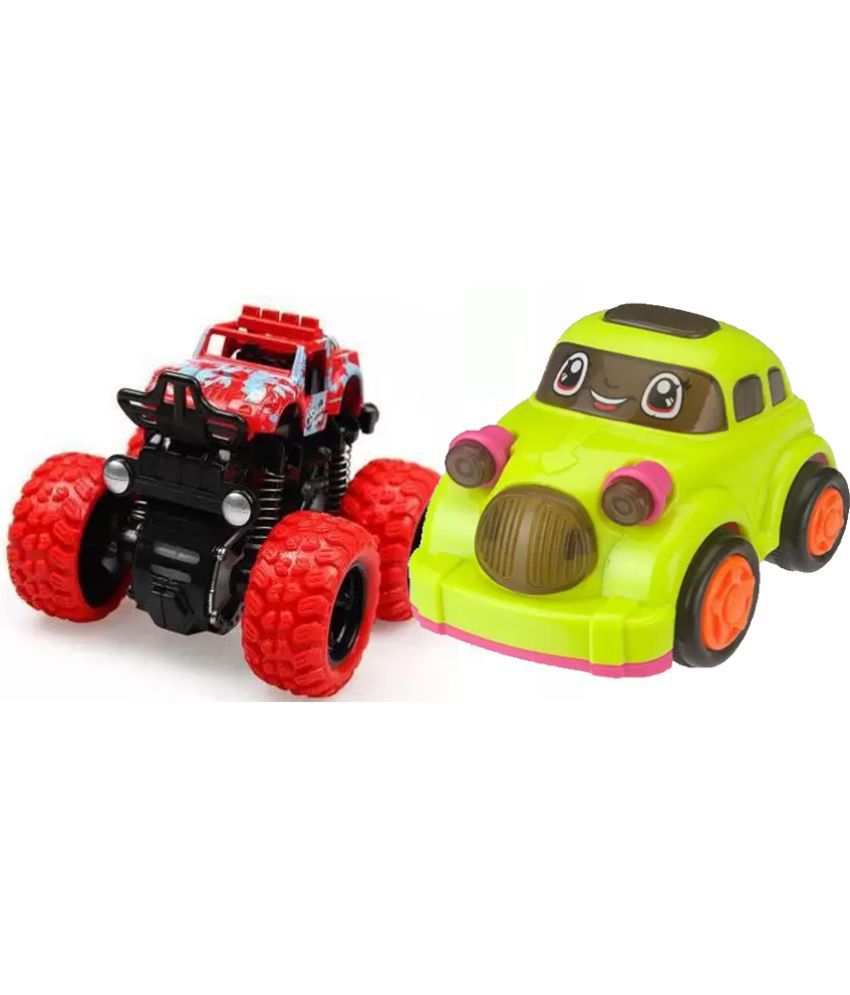 Car Toy Realistic Movements green & Mini Size Vehicle Push Pull Along Toys Rock Crawler Biking Toy with Shock-Absorber in Color
