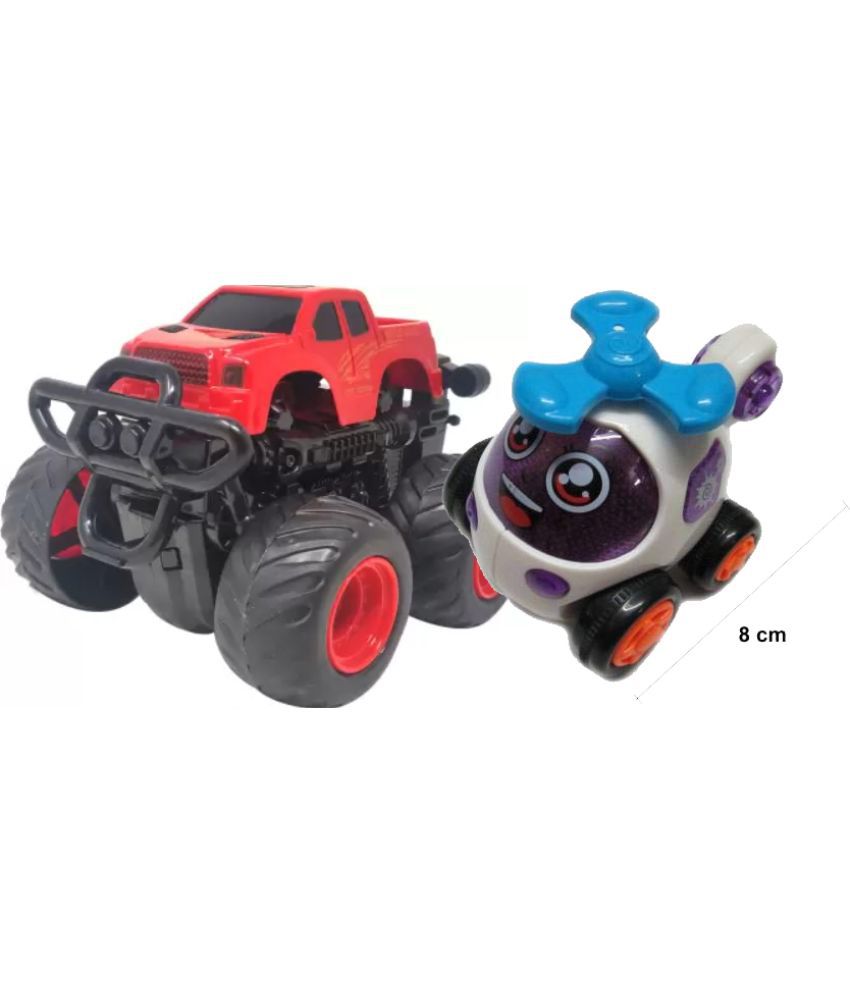 Friction powerred push Go Toy purple & Friction stunt Car Red