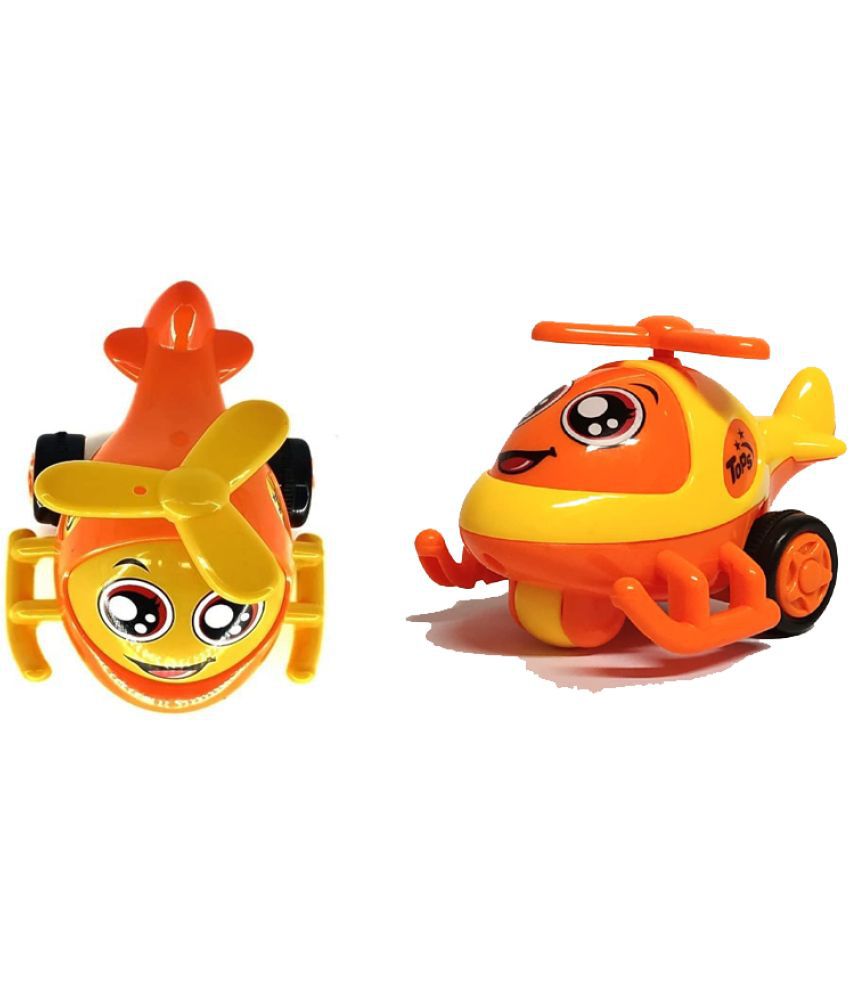 Friction powerred push Go Toy Orange & smiling mini toy helicopter Friction powerred push Go Toy orange