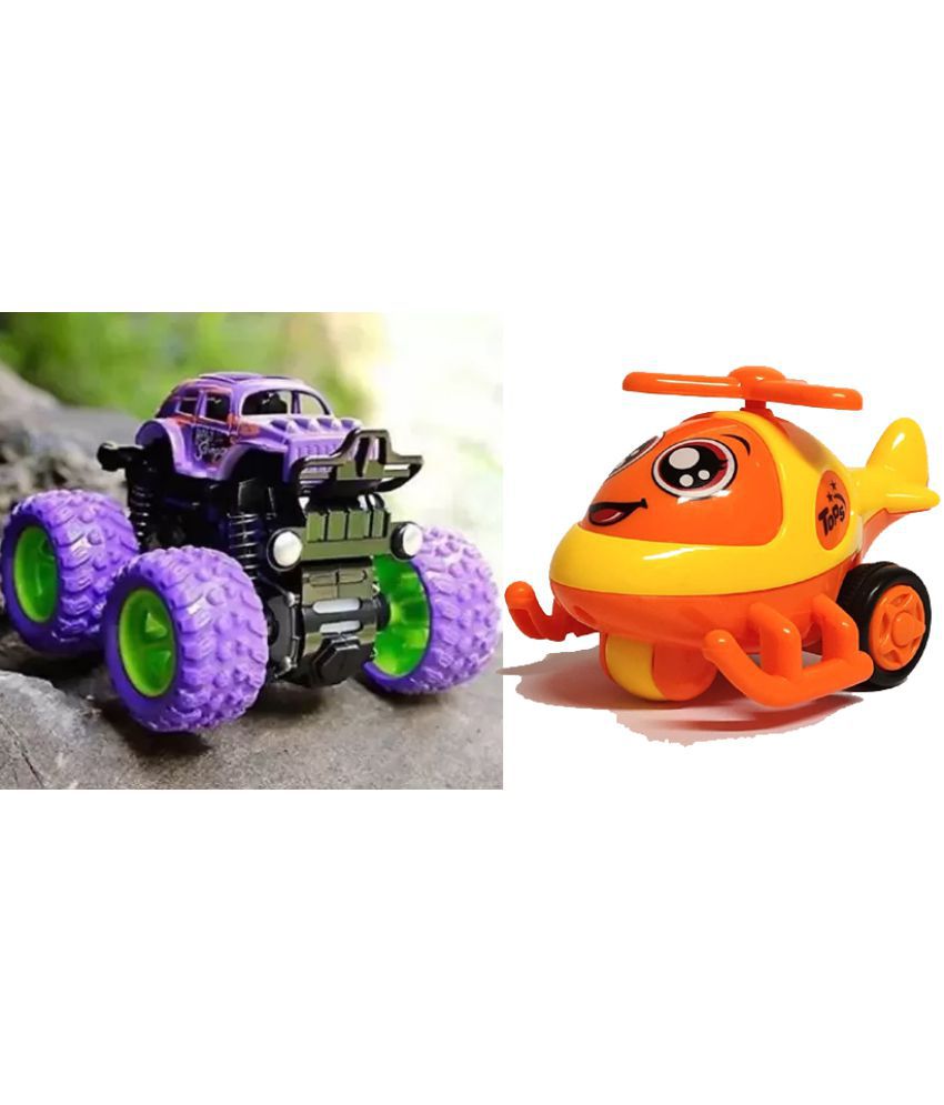 Friction powerred push Go Toy Orange & Monster truck toys car for kids 4 wheel Friction push to go speed