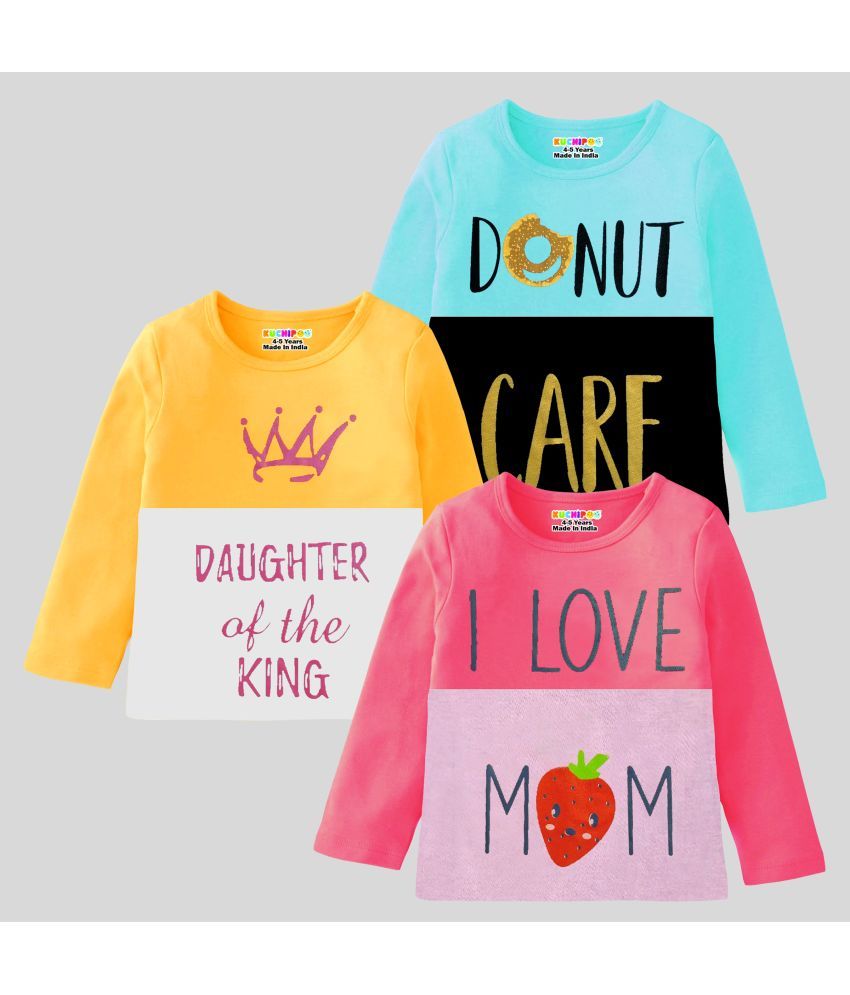     			Kuchipoo Pack of 3 Girls Cotton Blend T-Shirt ( Multi )