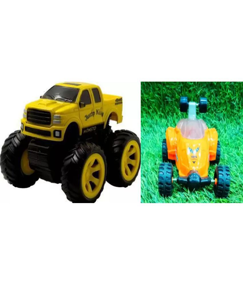 Race Car Toys & Monster Loader Truck ToyUnbreakable PlasticNon-ToxicFriction Powered  Bump Go Toy for Kids