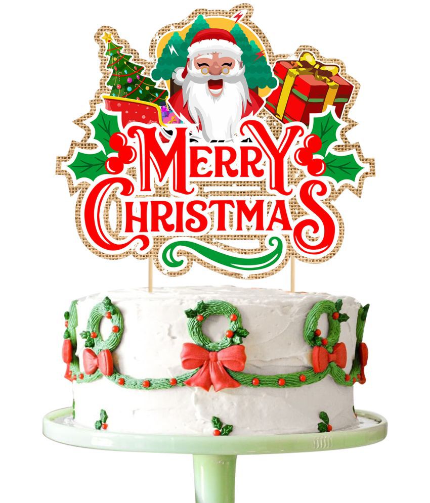     			Zyozi Merry Christmas Cake Topper Color Christmas Party Cake Decoration Pack of 1