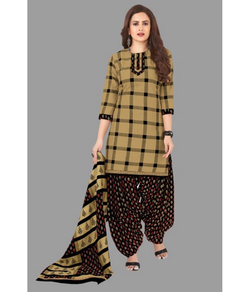     			shree jeenmata collection - Unstitched Brown Cotton Dress Material ( Pack of 1 )