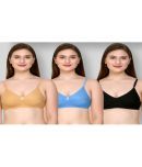 Kiran Enterprises Pack of 3 Cotton Blend Non Padded Women's Everyday Bra ( Multicolor )