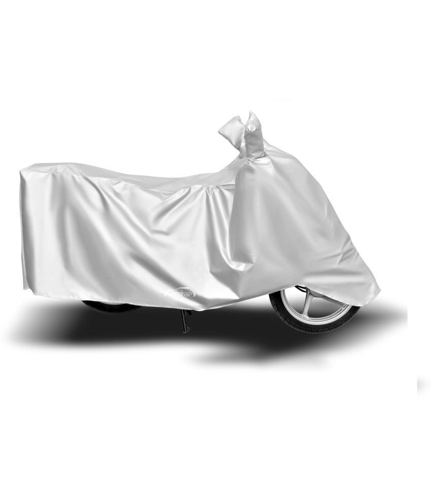     			AutoRetail - Silver Dust Proof Two Wheeler Polyster Cover With (Mirror Pocket) for Suzuki Heat (pack of 1)