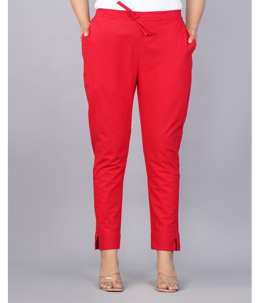     			Jaipur Threads - Red Cotton Regular Women's Casual Pants ( Pack of 1 )