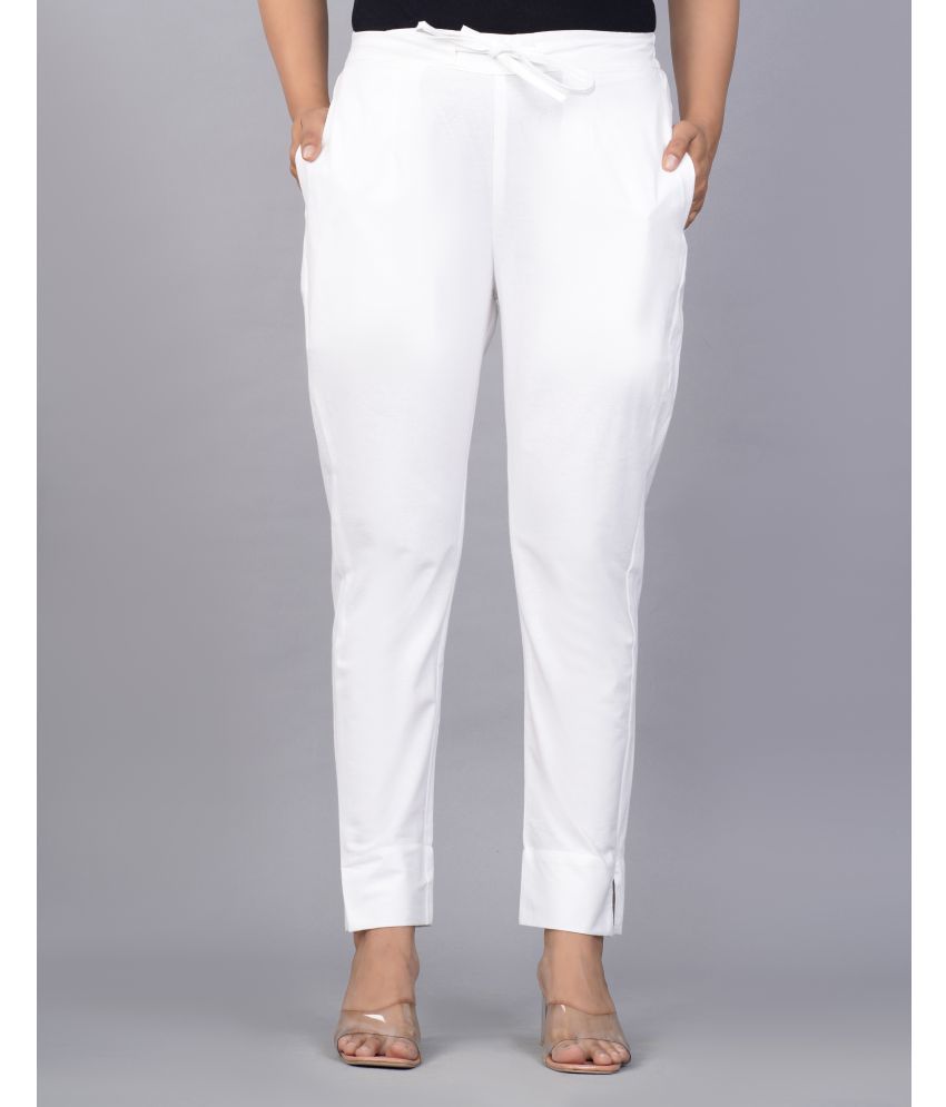     			Jaipur Threads - White Cotton Regular Women's Casual Pants ( Pack of 1 )