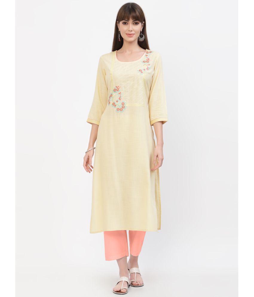     			Yellow Cloud - Yellow Rayon Women's Straight Kurti ( Pack of 1 )