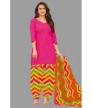 shree jeenmata collection - Pink Straight Cotton Women's Stitched Salwar Suit ( Pack of 1 )