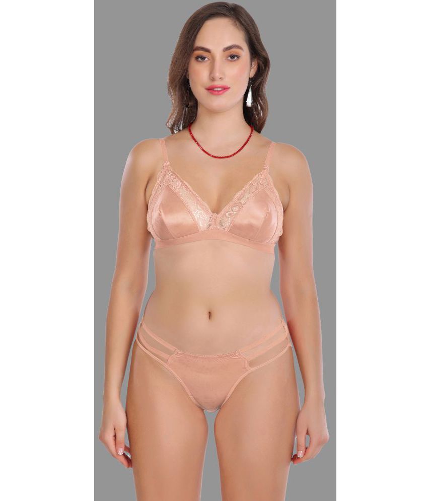     			Madam - Peach Poly Cotton Women's Bra & Panty Set ( Pack of 1 )