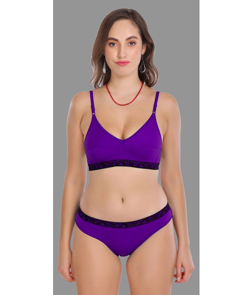     			Madam Cotton Women's Bra & Panty Set ( Purple )