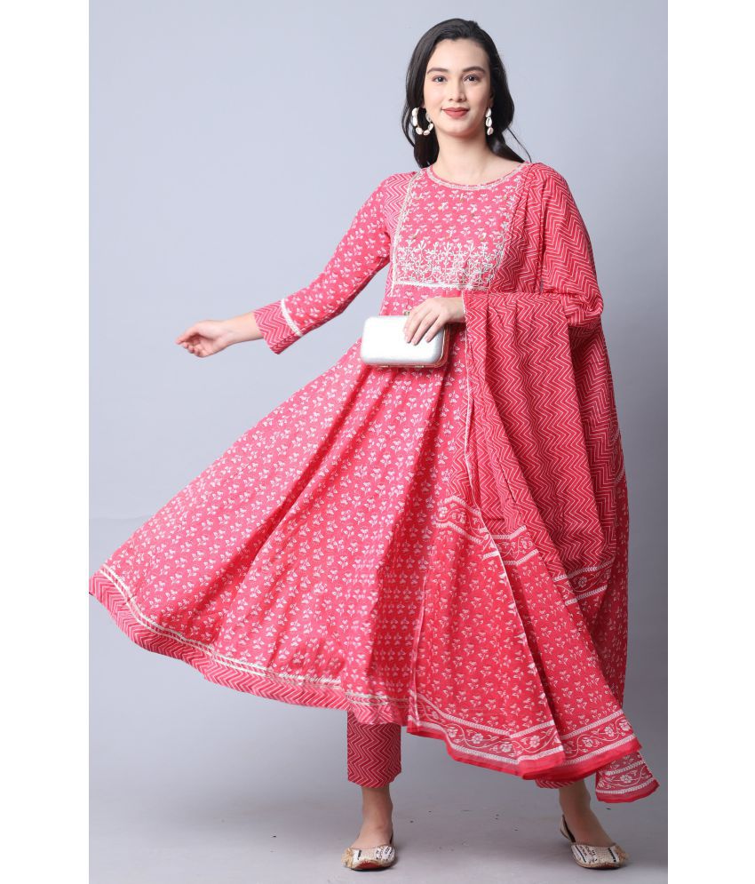     			Rajnandini - Pink Anarkali Cotton Women's Stitched Salwar Suit ( Pack of 1 )
