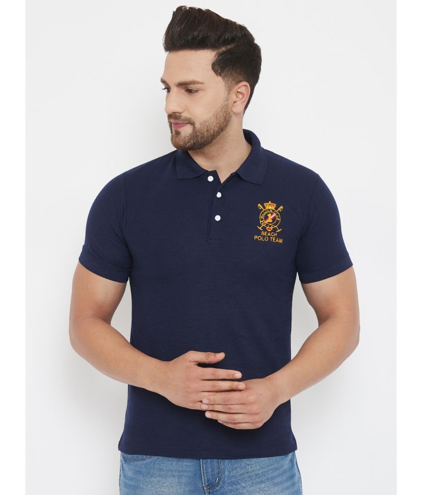     			The Million Club Pack of 1 Polyester Regular Fit Printed Half Sleeves Men's Polo T Shirt ( Navy )