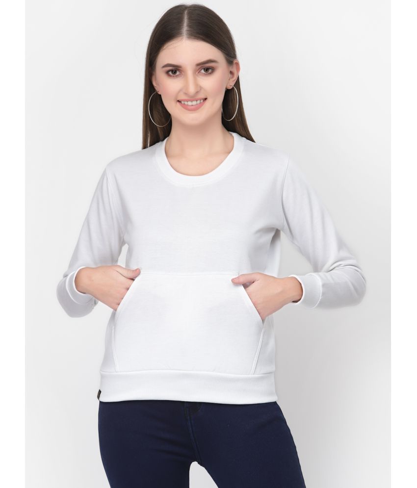     			Uzarus Cotton White Zippered Sweatshirt