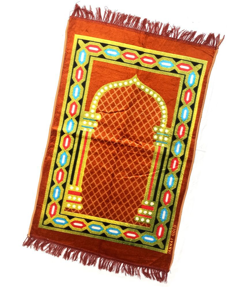     			ALRAZA LOOMS Orange Single Anti-skid Poly Cotton Prayer Mat ( 110 X 70 cm )
