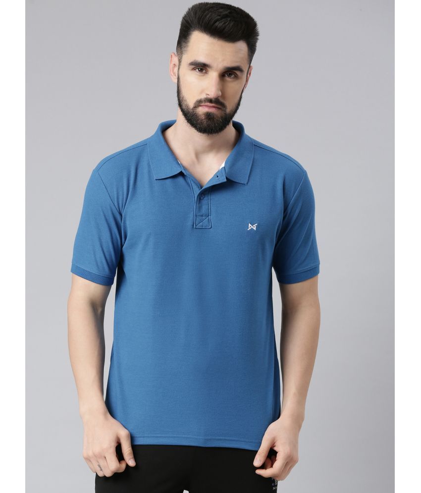     			Force NXT - Blue Cotton Blend Regular Fit Men's Polo T Shirt ( Pack of 1 )