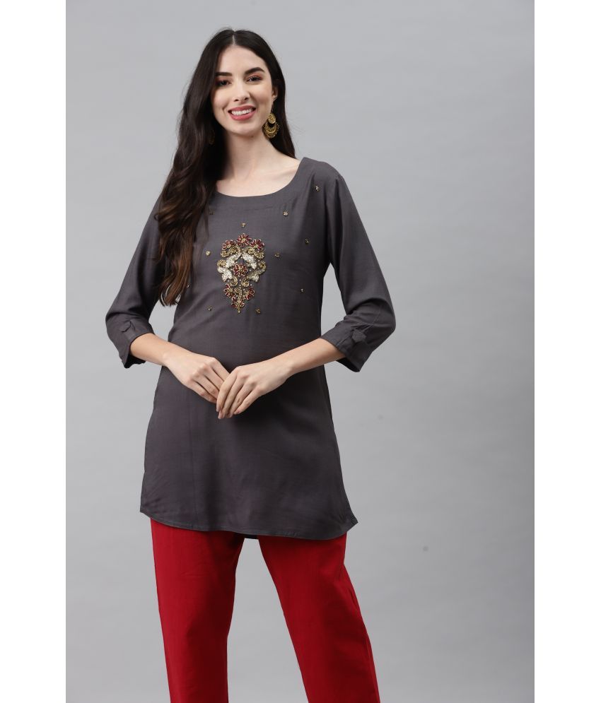     			HIGHLIGHT FASHION EXPORT - Grey Rayon Women's Tunic ( Pack of 1 )