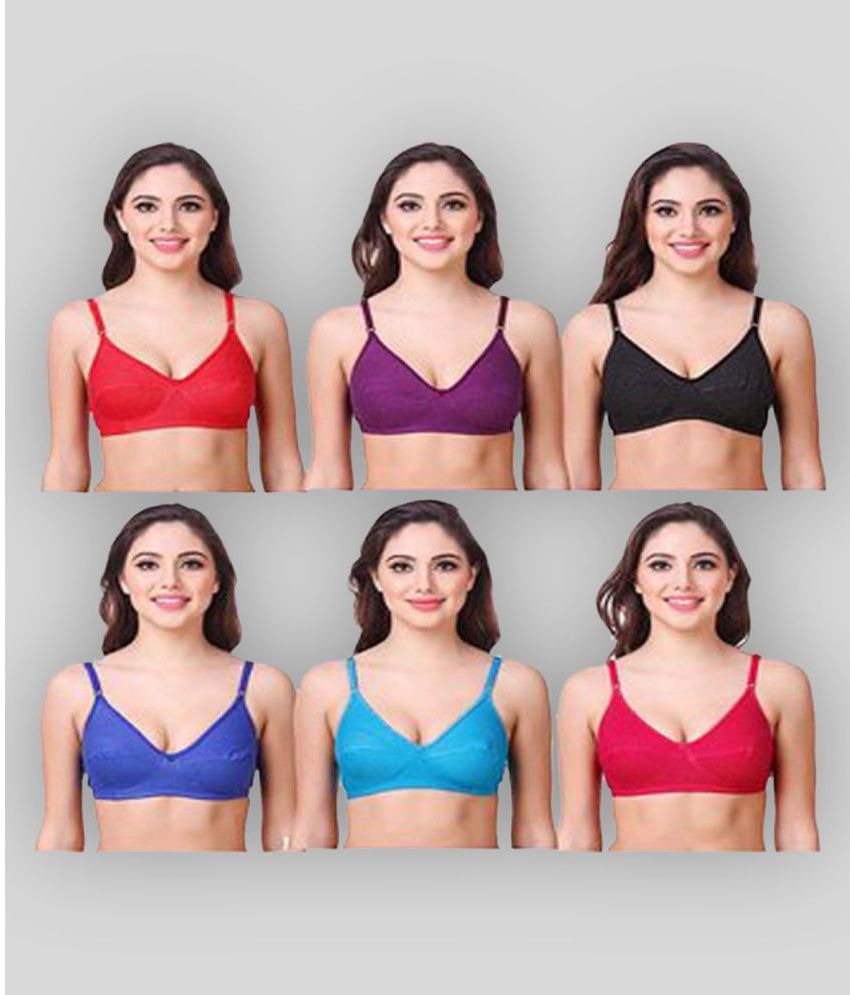     			Kiran Enterprises - Multicolor Net Non Padded Women's Everyday Bra ( Pack of 6 )