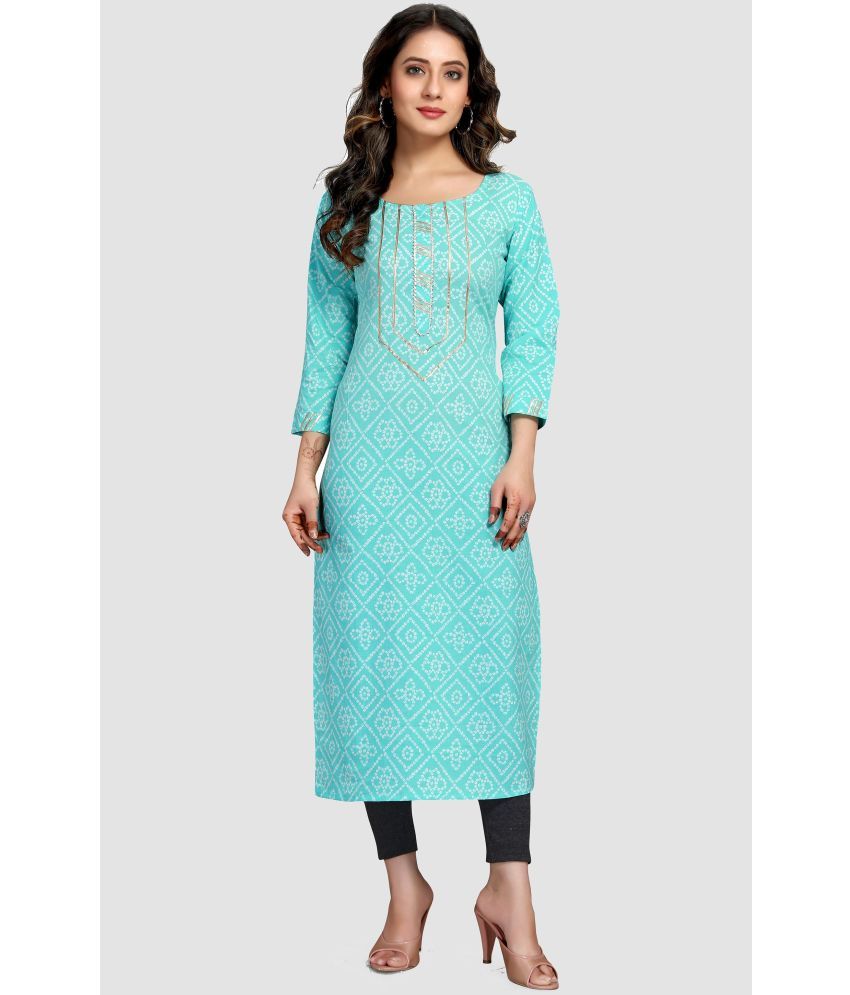     			Rajnandini - Blue 100% Cotton Women's Straight Kurti ( Pack of 1 )