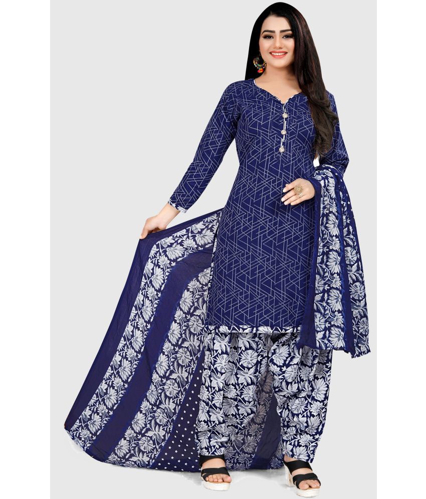     			Rajnandini - Unstitched Blue Cotton Dress Material ( Pack of 1 )