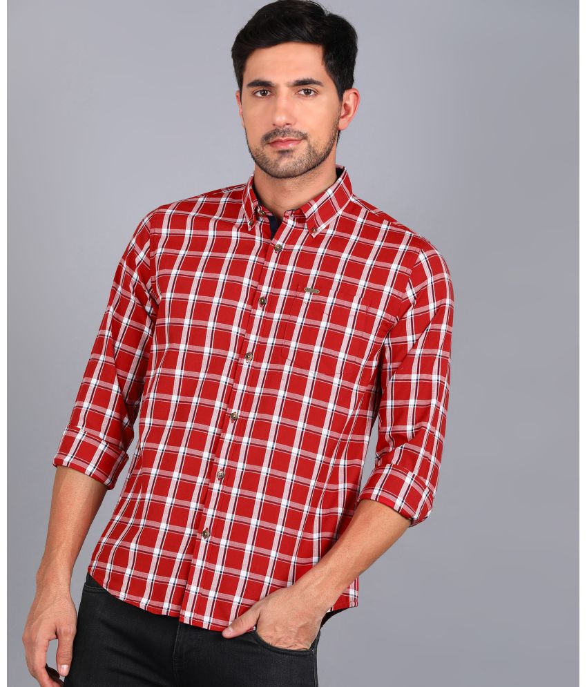     			Urbano Fashion - Red 100% Cotton Slim Fit Men's Casual Shirt ( Pack of 1 )