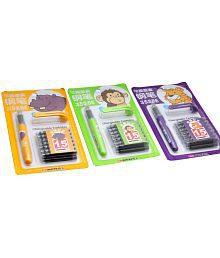 Srpc Set Of 3 Chren 3528 Cartoon Edition Fountain Pens With Cartridges For School Kids