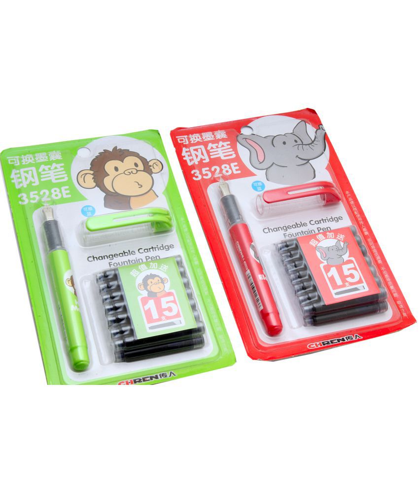     			Srpc Set Of 2 Chren 3528 Cartoon Edition Fountain Pens With Cartridges For School Kids