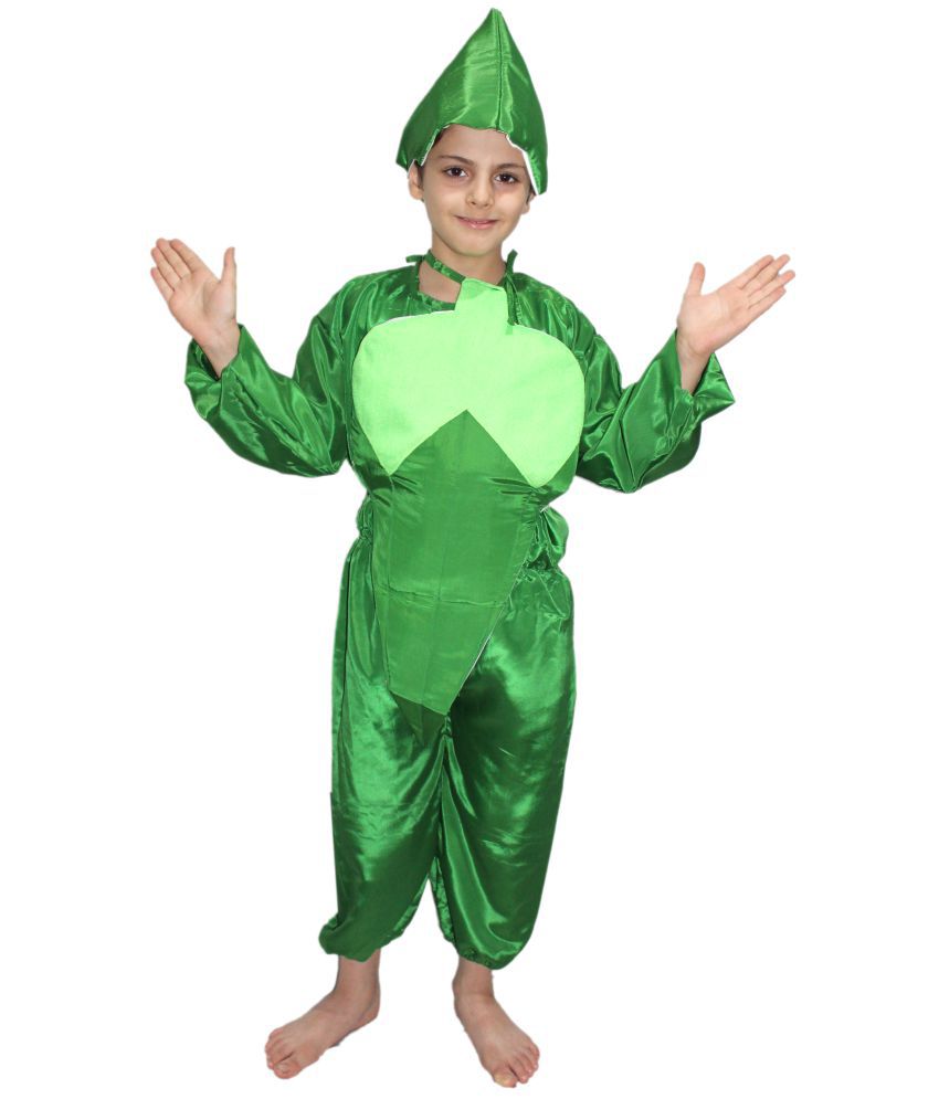     			Kaku Fancy Dresses Lady Finger Vegetable Costume -Green, 8-10 Years, For Boys & Girls