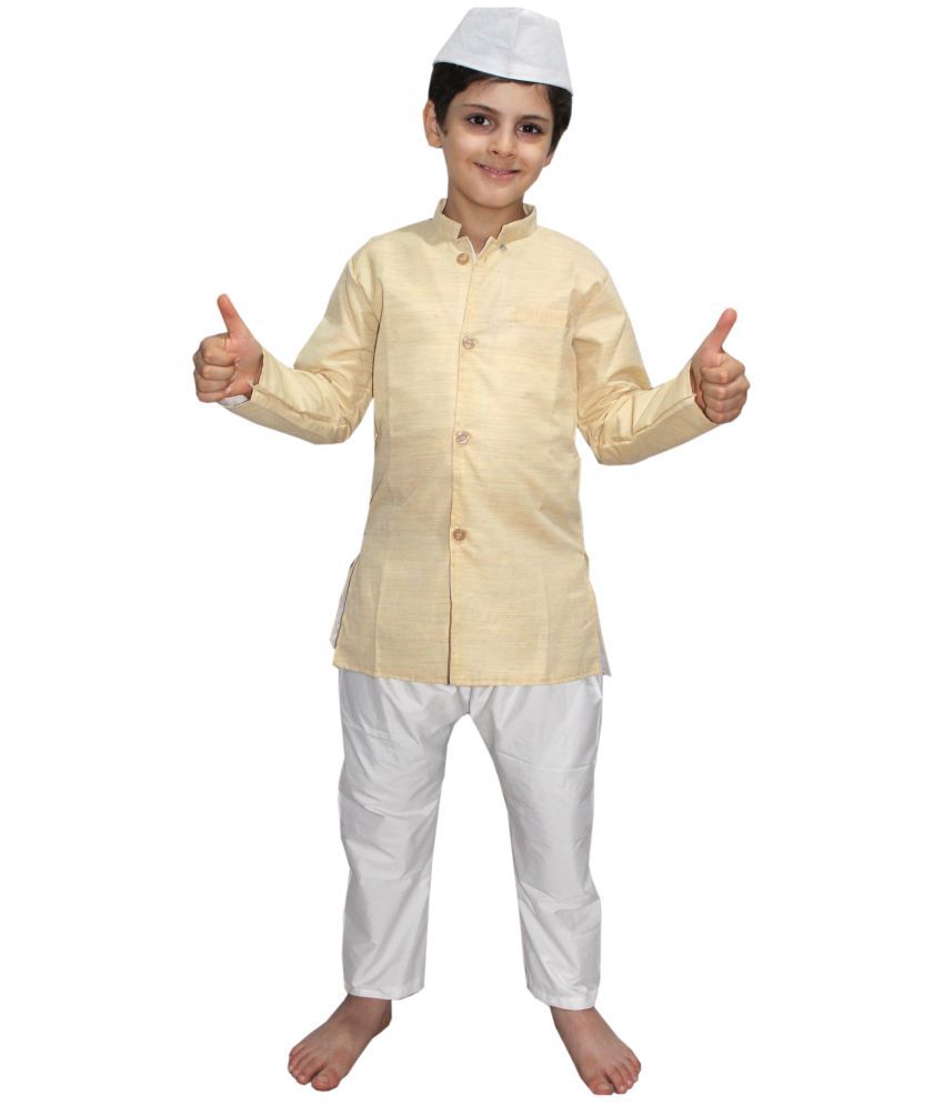     			Kaku Fancy Dresses National Hero/ Freedom Fighter Nehru Ji Costume -Cream, 5-6 Years, For Boys