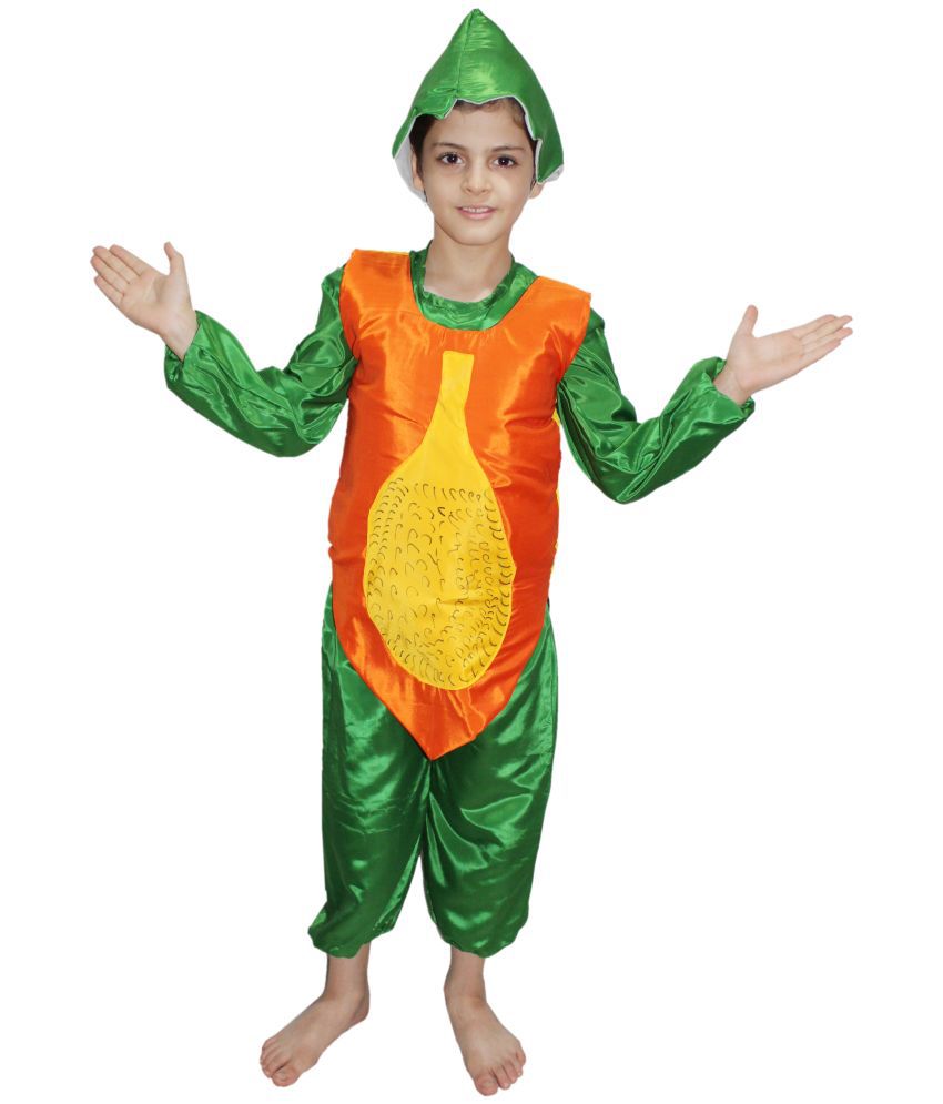     			Kaku Fancy Dresses Papaya Fruits Costume -Orange & Green, 8-10 Years, for Boys & Girls
