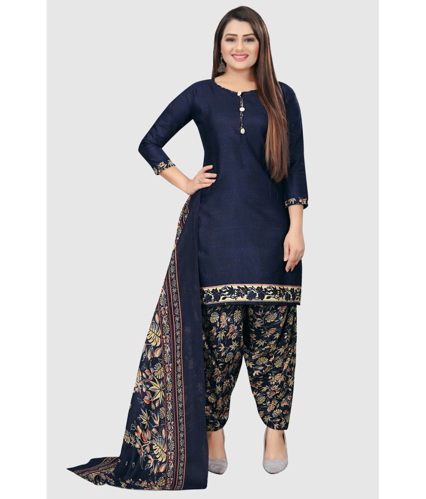     			Rajnandini - Unstitched Navy Blue Cotton Dress Material ( Pack of 1 )